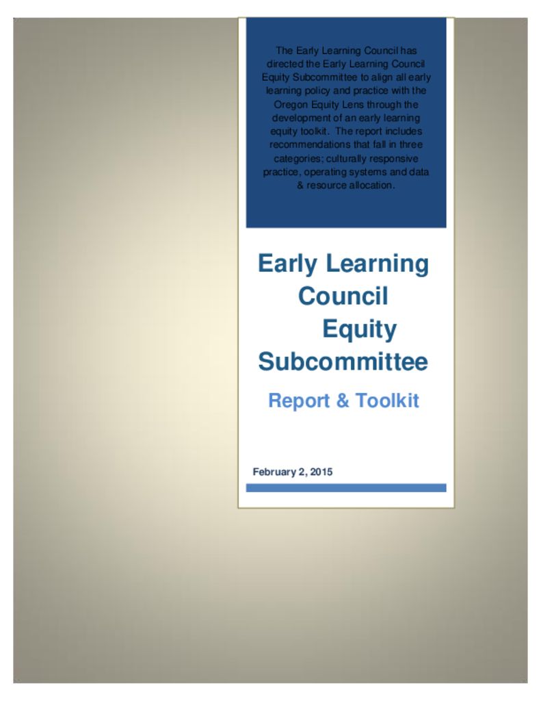 Draft 8 ELC Equity Subcommittee Report